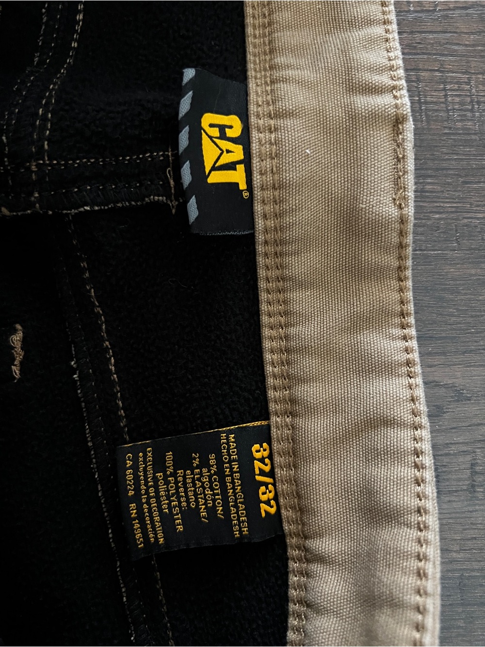 Men's Classic Straight Chino Pants in Khaki CAT - Picture 3 of 4